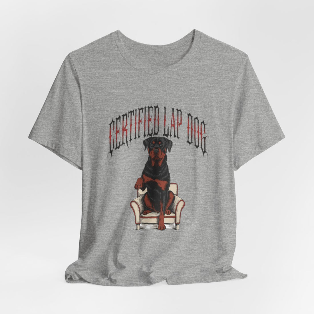 Athletic Heather — Hanging | Rottweiler 'Certified Lap Dog' Tee