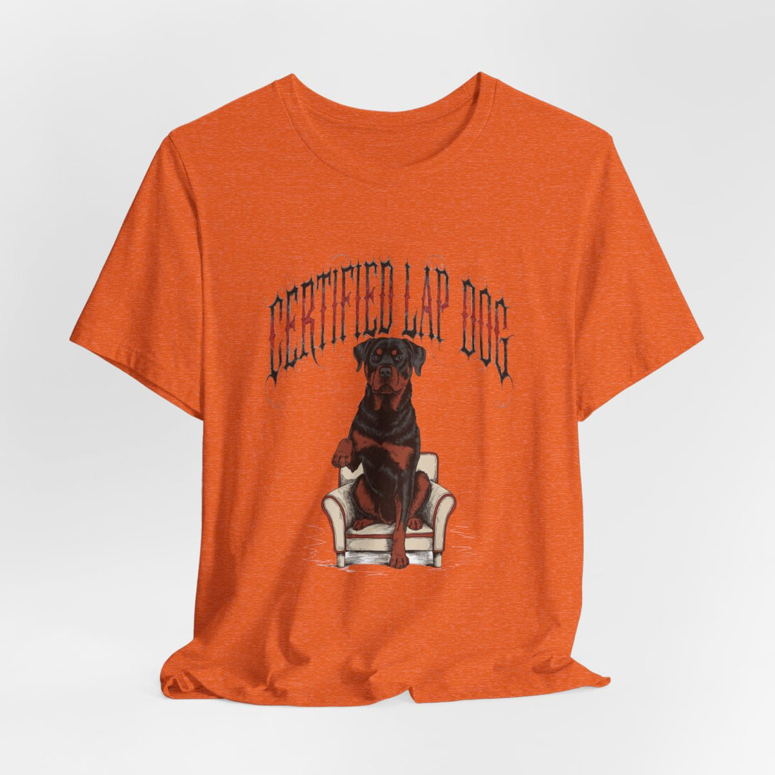 Heather Orange — Hanging | Rottweiler 'Certified Lap Dog' Tee