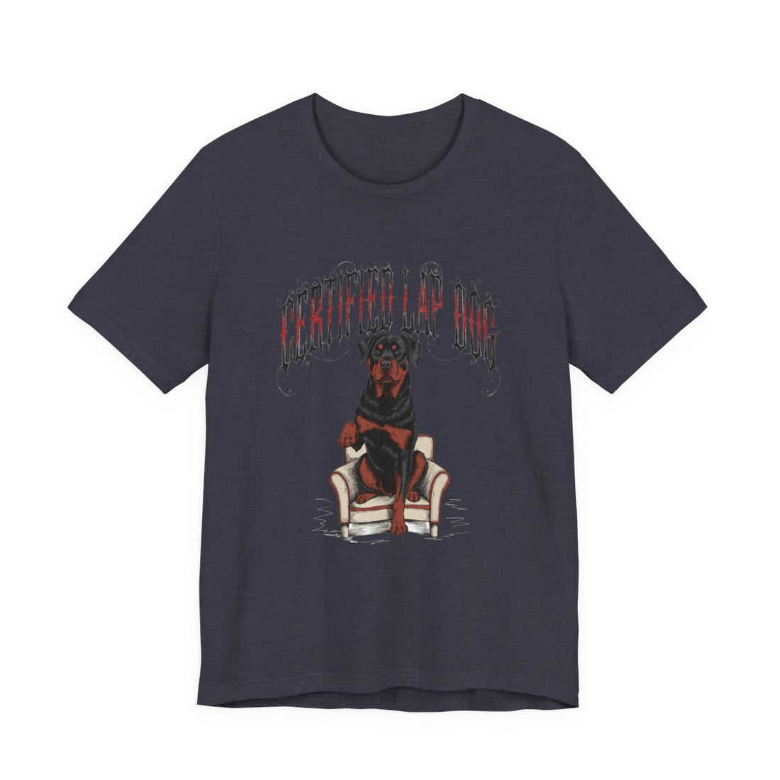 Heather Midnight Navy — Front | Rottweiler 'Certified Lap Dog' Tee
