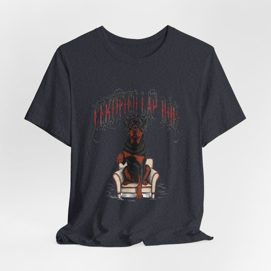 Heather Navy — Hanging | Rottweiler 'Certified Lap Dog' Tee