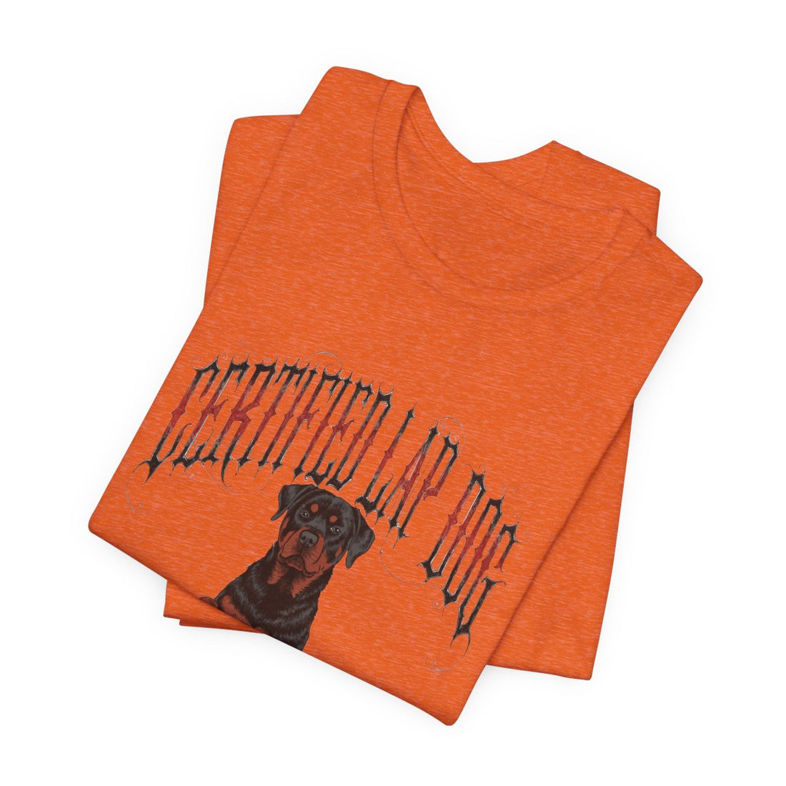 Heather Orange — Folded | Rottweiler 'Certified Lap Dog' Tee