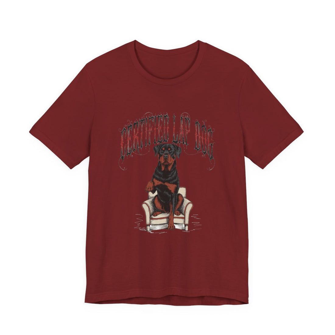 Cardinal — Front | Rottweiler 'Certified Lap Dog' Tee