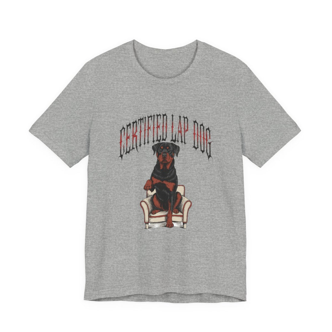 Athletic Heather — Front | Rottweiler 'Certified Lap Dog' Tee