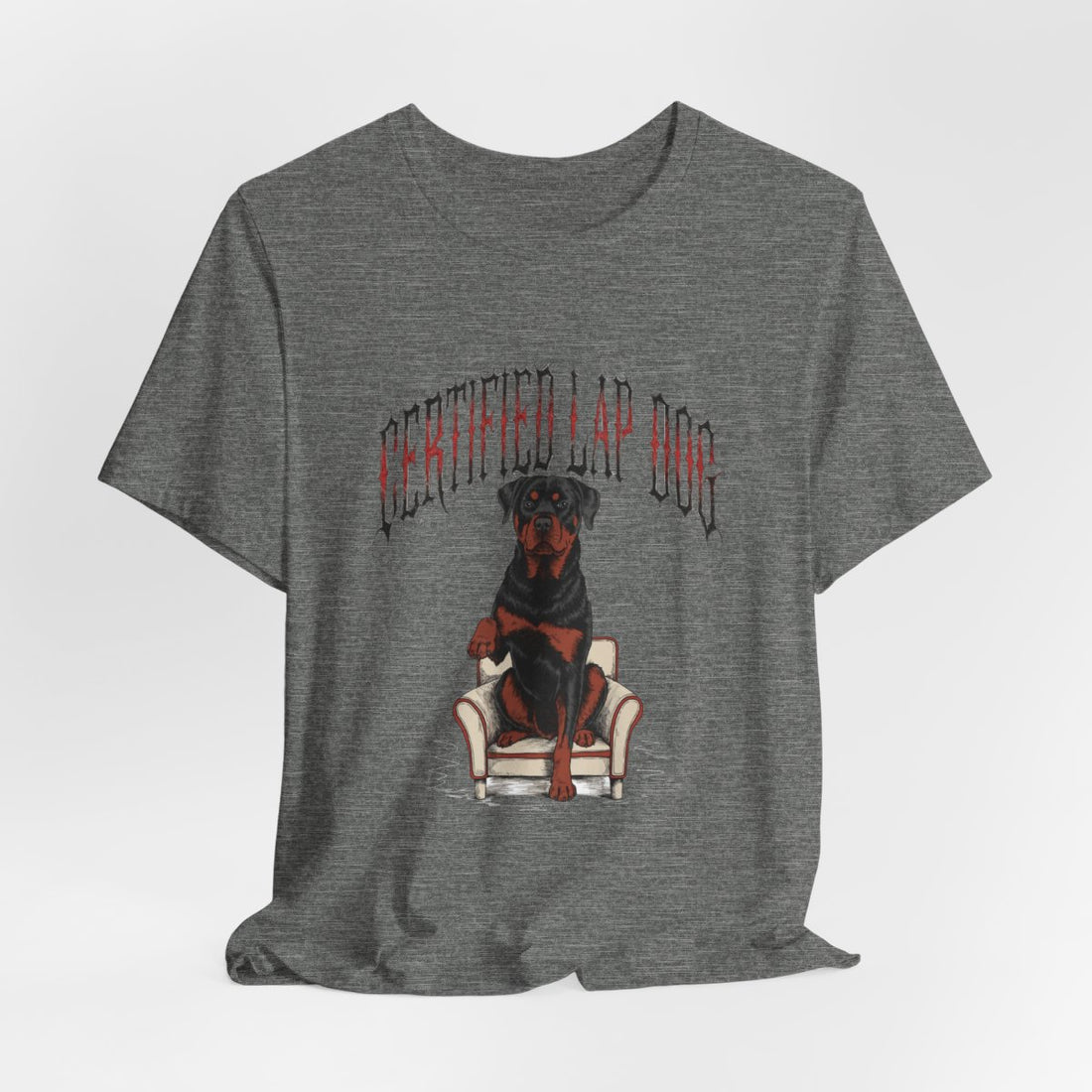 Deep Heather — Hanging | Rottweiler 'Certified Lap Dog' Tee