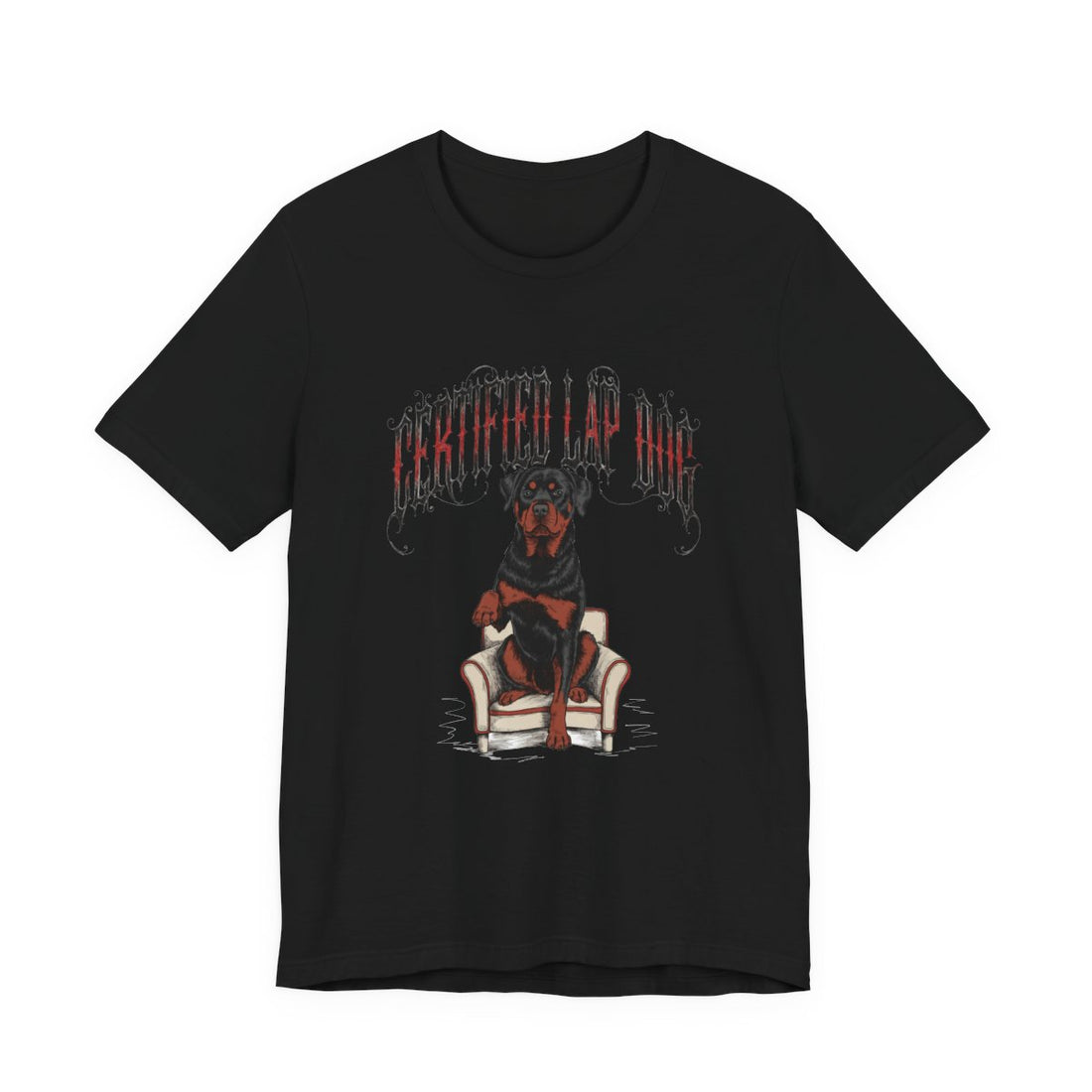 Black — Front | Rottweiler 'Certified Lap Dog' Tee