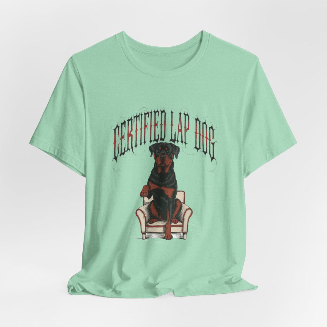Heather Mint — Hanging | Rottweiler 'Certified Lap Dog' Tee