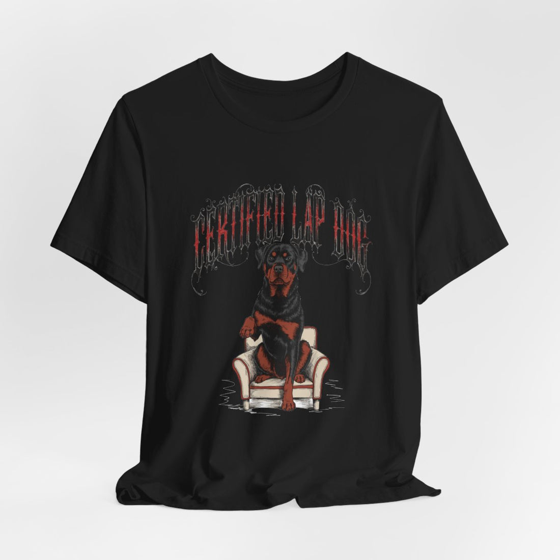 Black — Hanging | Rottweiler 'Certified Lap Dog' Tee