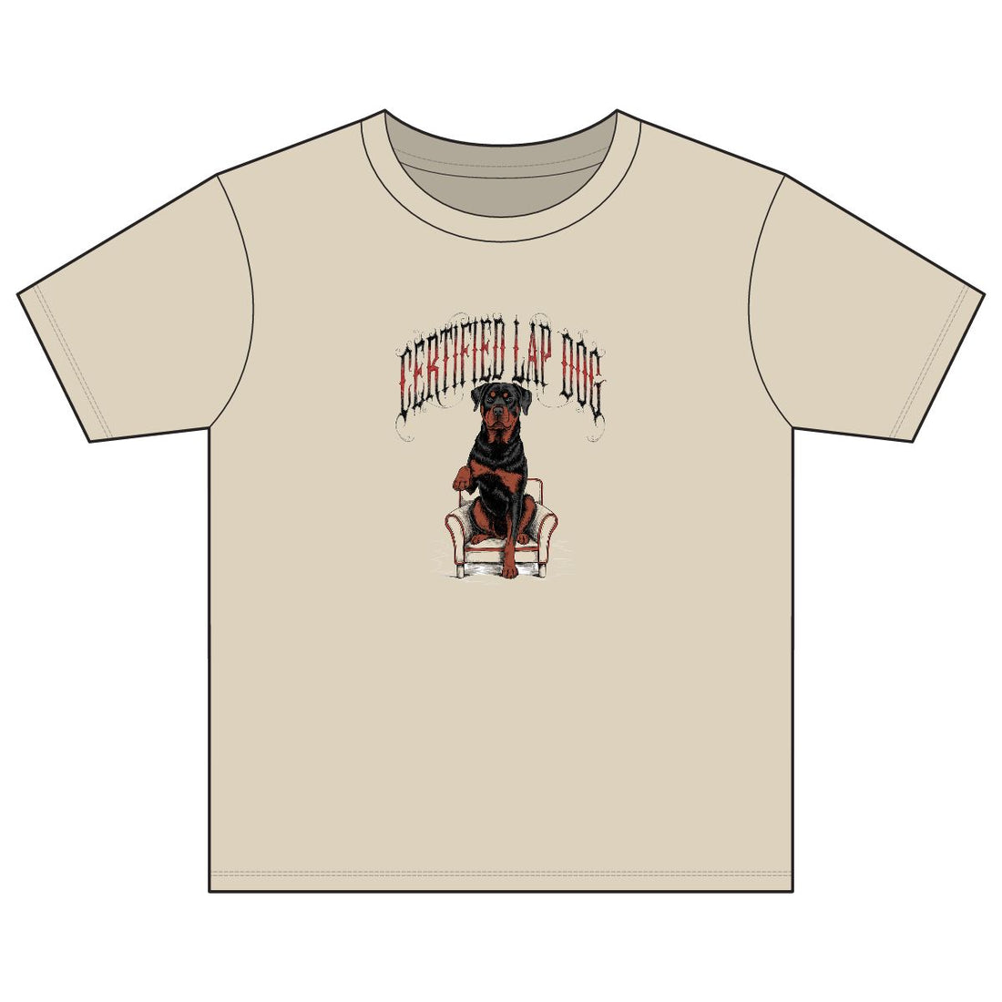 Sand — Front | Rottweiler 'Certified Lap Dog' Youth Tee