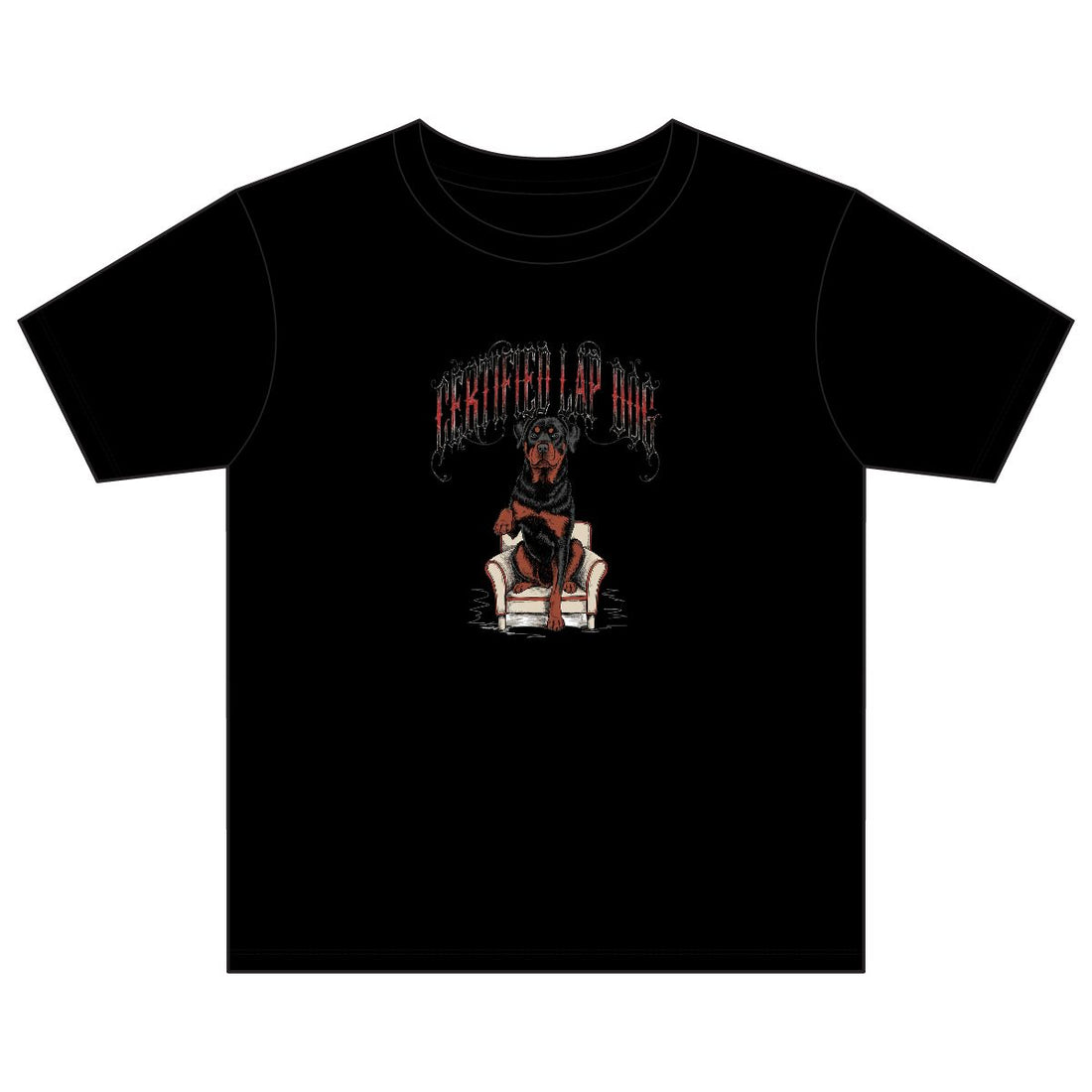 Black — Front | Rottweiler 'Certified Lap Dog' Youth Tee