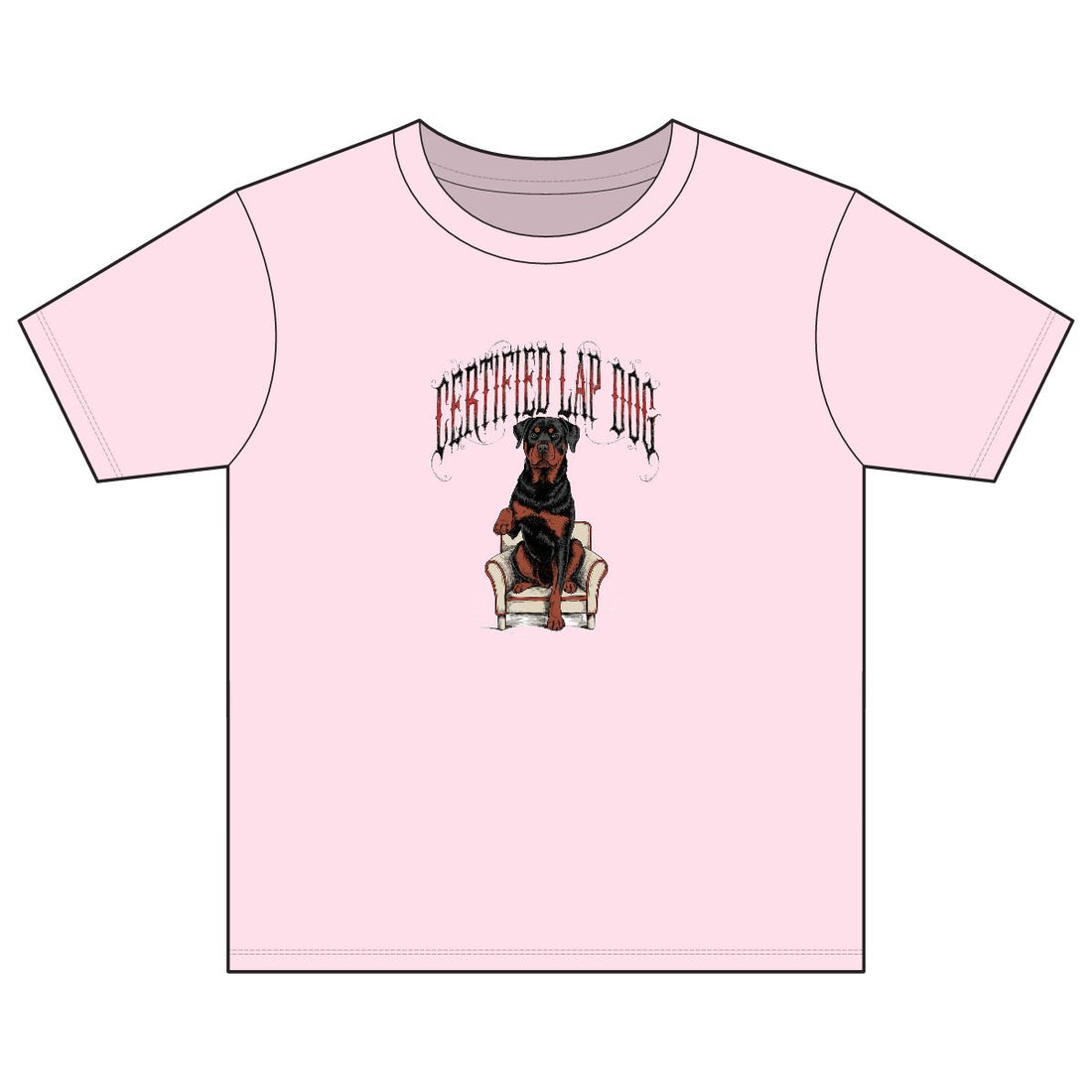 Light Pink — Front | Rottweiler 'Certified Lap Dog' Youth Tee