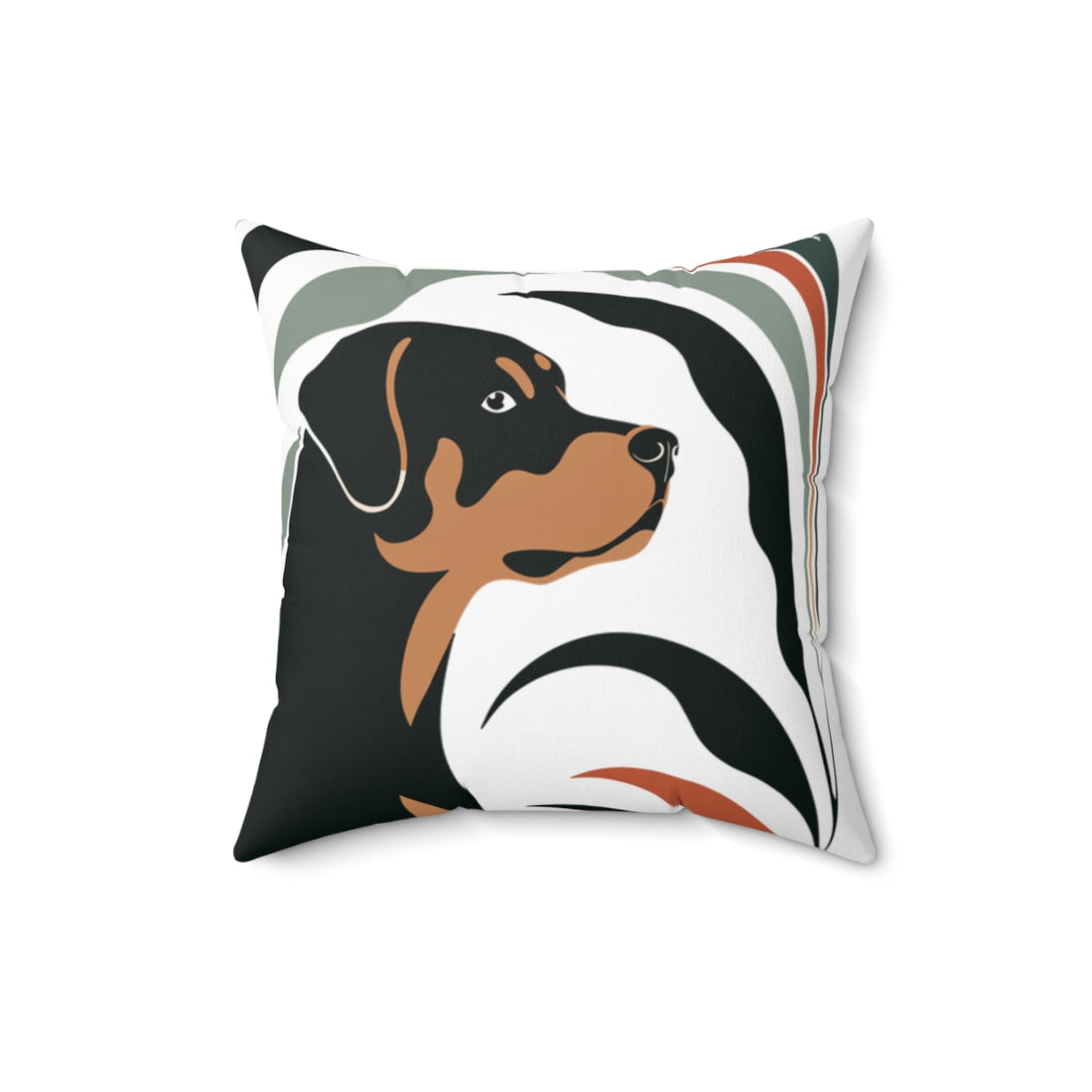 16" × 16" — Back | Rottweiler Porch Patrol Throw Pillow