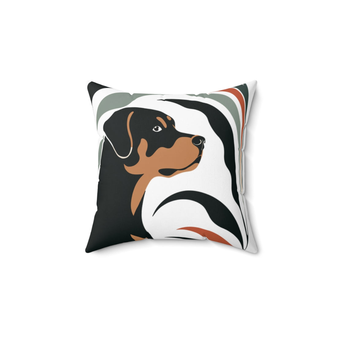14" × 14" — Back | Rottweiler Porch Patrol Throw Pillow