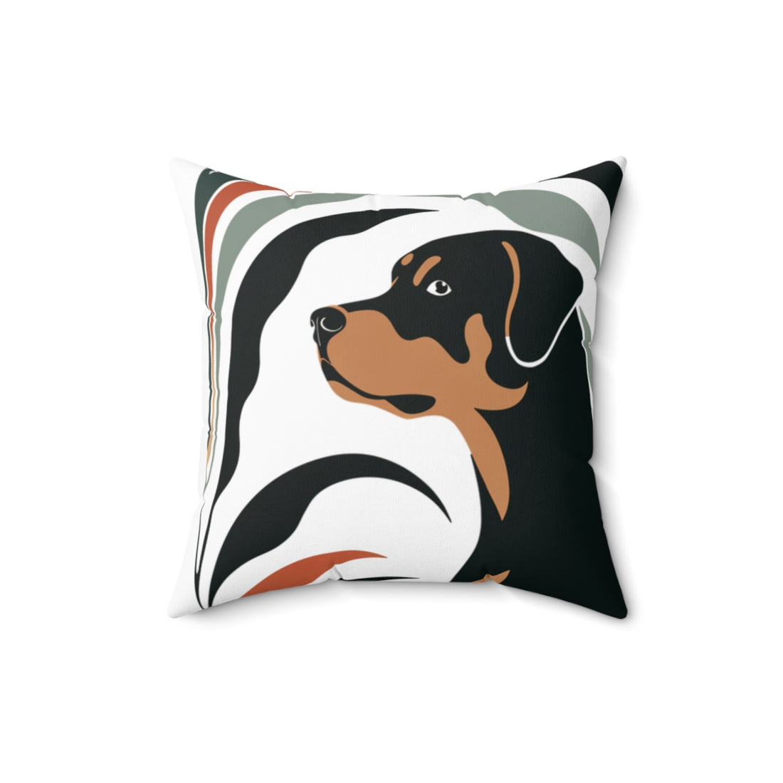 16" × 16" — Front | Rottweiler Porch Patrol Throw Pillow