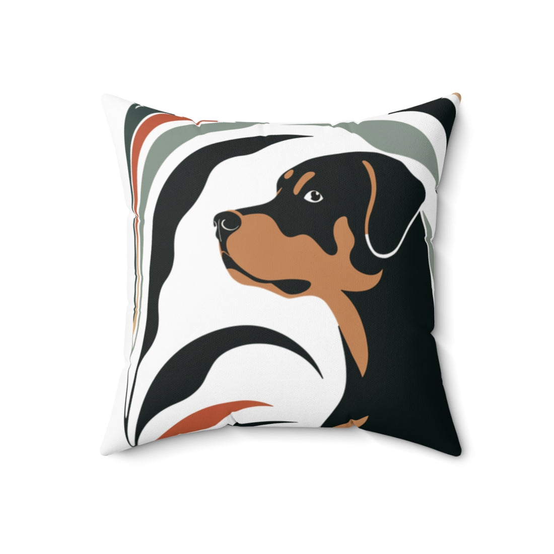 18" × 18" — Front | Rottweiler Porch Patrol Throw Pillow
