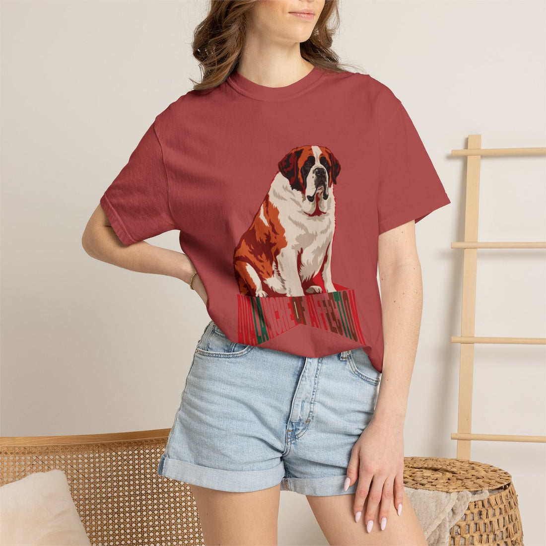 Crimson — Lifestyle | Saint Bernard 'Avalanche Of Affection' Garment-Dyed Tee