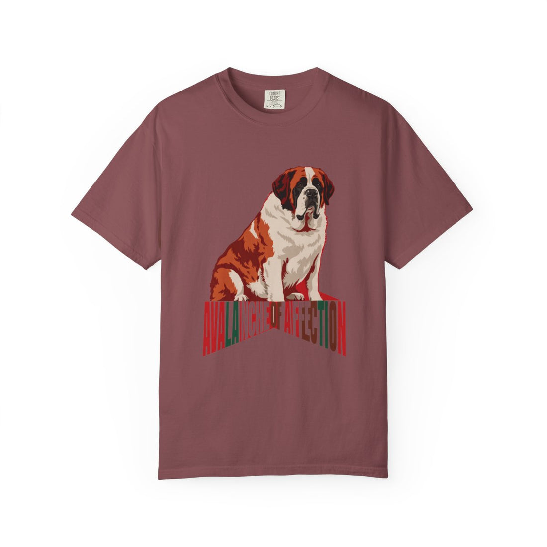 Brick — Front | Saint Bernard 'Avalanche Of Affection' Garment-Dyed Tee