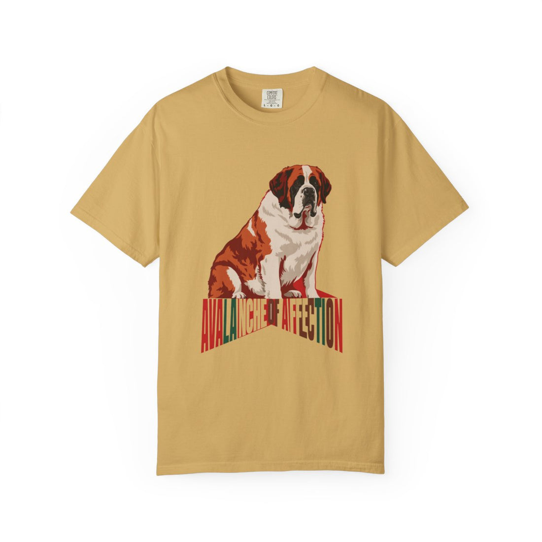 Mustard — Front | Saint Bernard 'Avalanche Of Affection' Garment-Dyed Tee