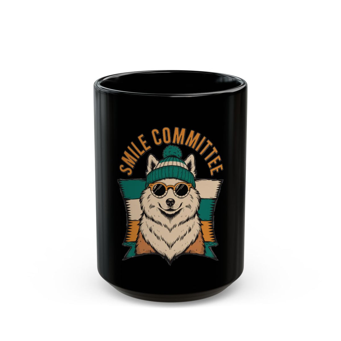 15oz — Front | Samoyed Smile Committee Black Mug