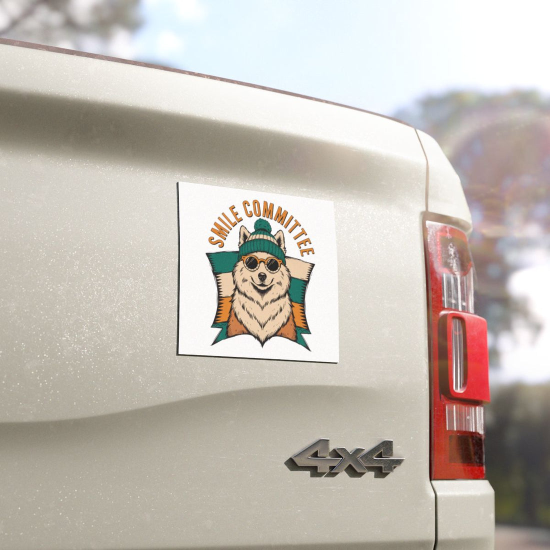 5'' × 5'' — Detail | Samoyed Smile Committee Car Magnet