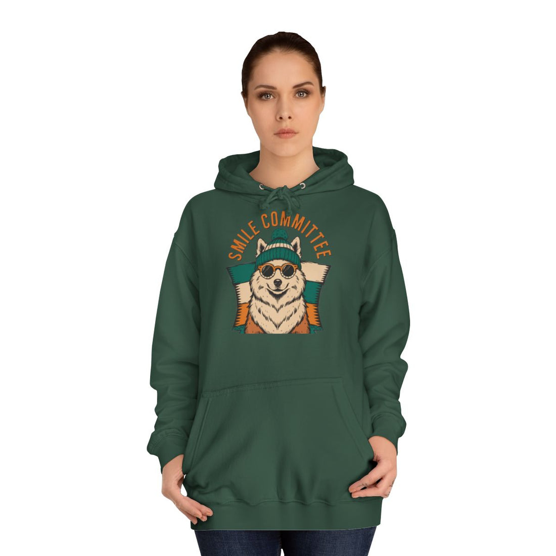 Bottle Green — Lifestyle | Samoyed Smile Committee Hoodie for Sammy Owners