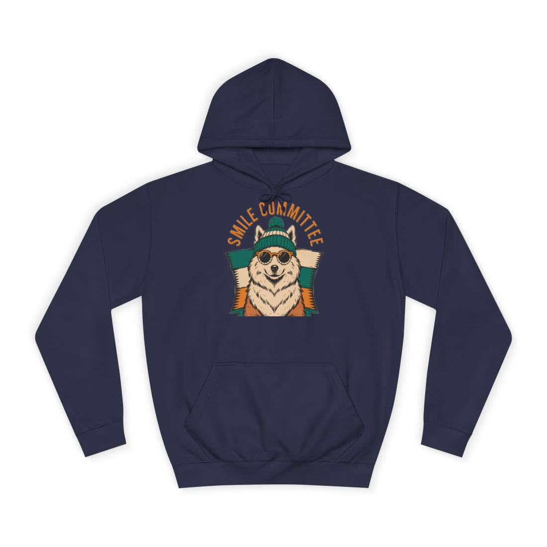 Oxford Navy — Front | Samoyed Smile Committee Hoodie for Sammy Owners