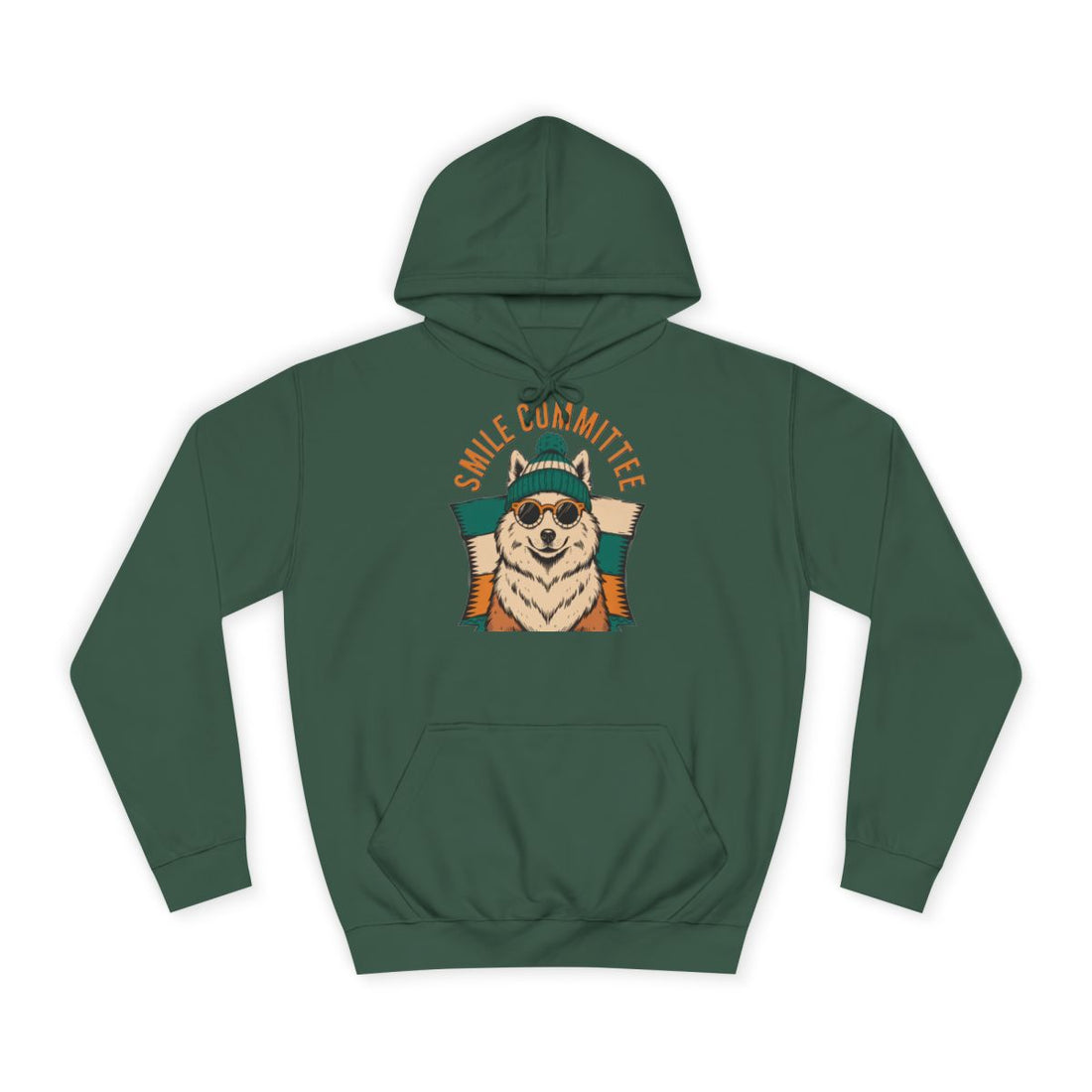 Bottle Green — Front | Samoyed Smile Committee Hoodie for Sammy Owners