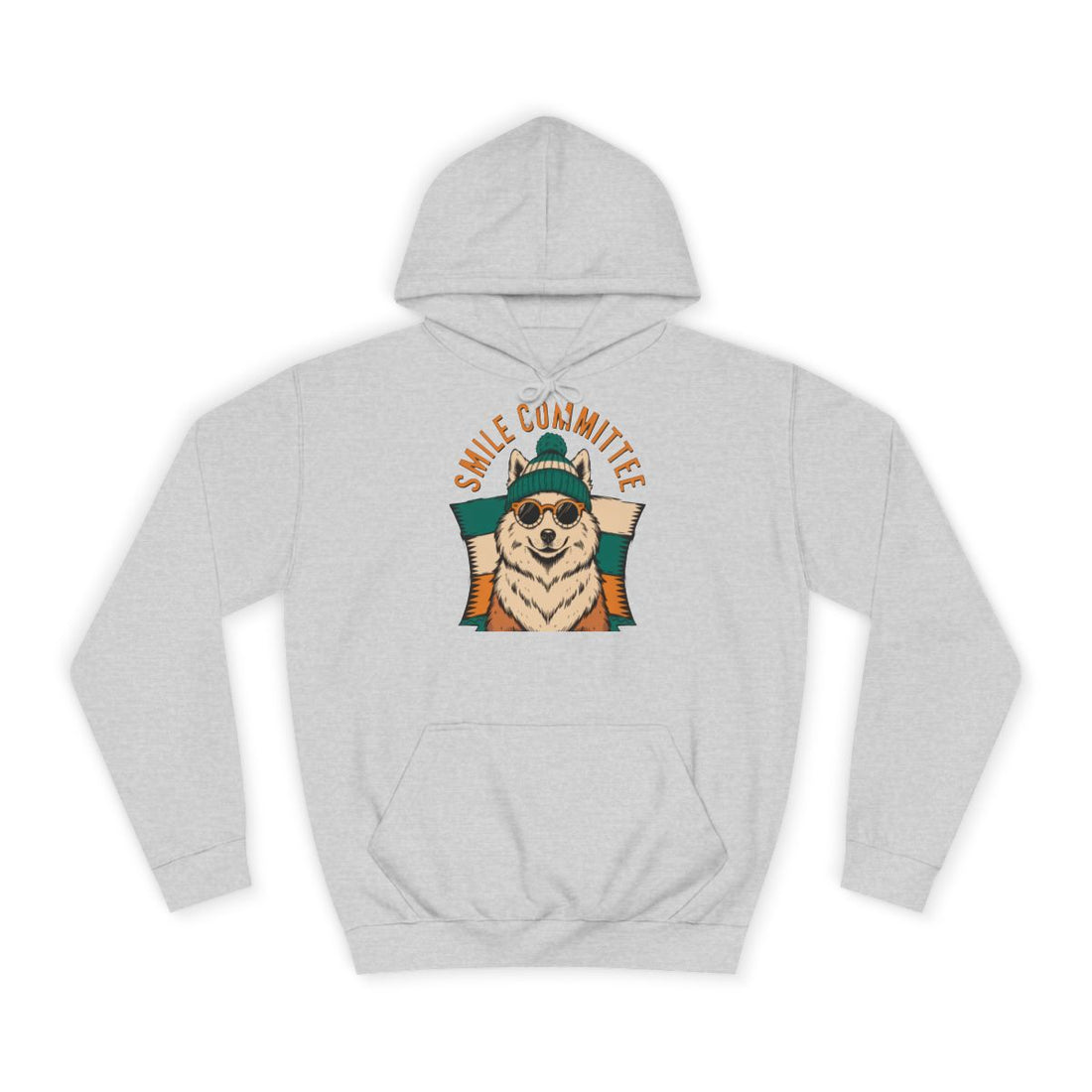 Heather Grey — Front | Samoyed Smile Committee Hoodie for Sammy Owners
