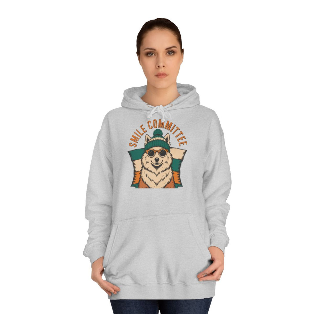 Heather Grey — Lifestyle | Samoyed Smile Committee Hoodie for Sammy Owners