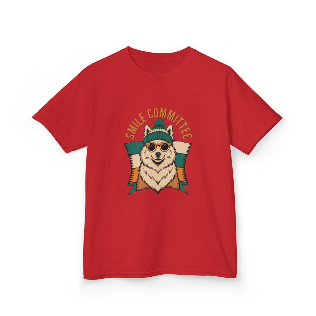 Red — Front | Samoyed Smile Committee Kids Tee