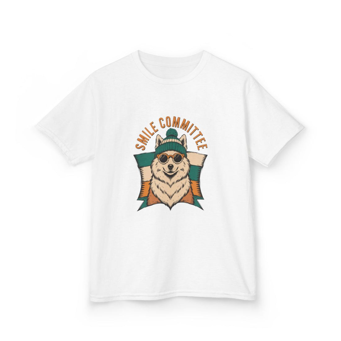 White — Front | Samoyed Smile Committee Kids Tee