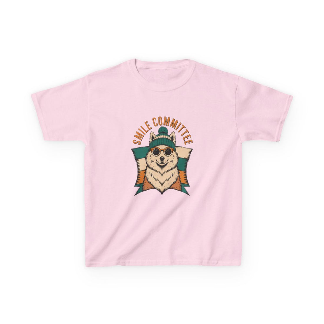 Light Pink — Front | Samoyed Smile Committee Kids Tee