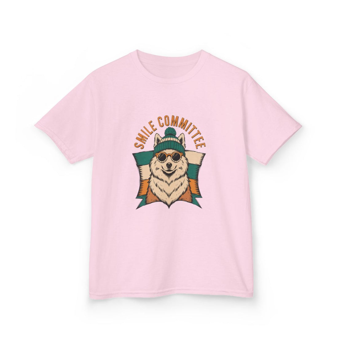 Light Pink — Front | Samoyed Smile Committee Kids Tee