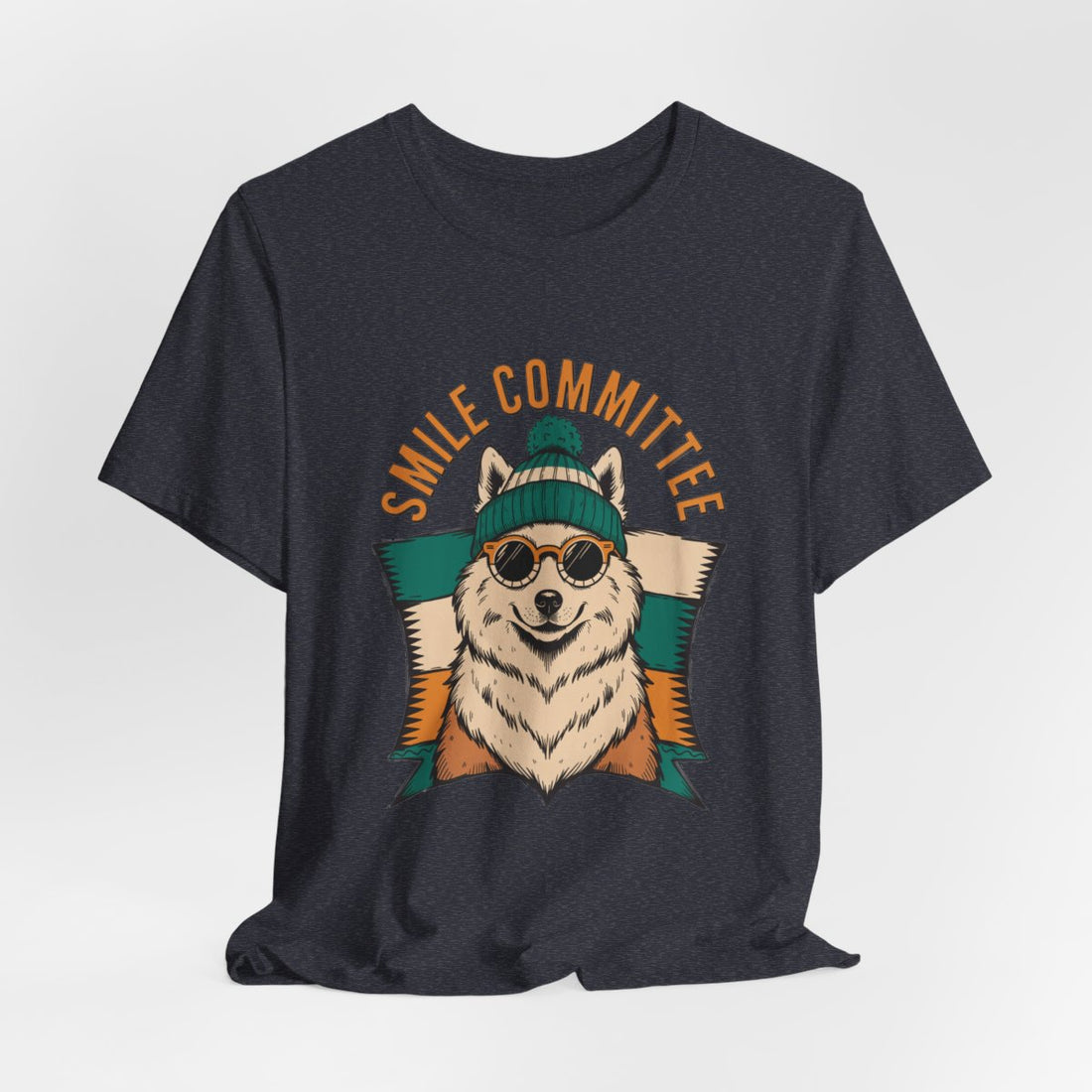 Heather Navy — Hanging | Samoyed Smile Committee Men's Tee