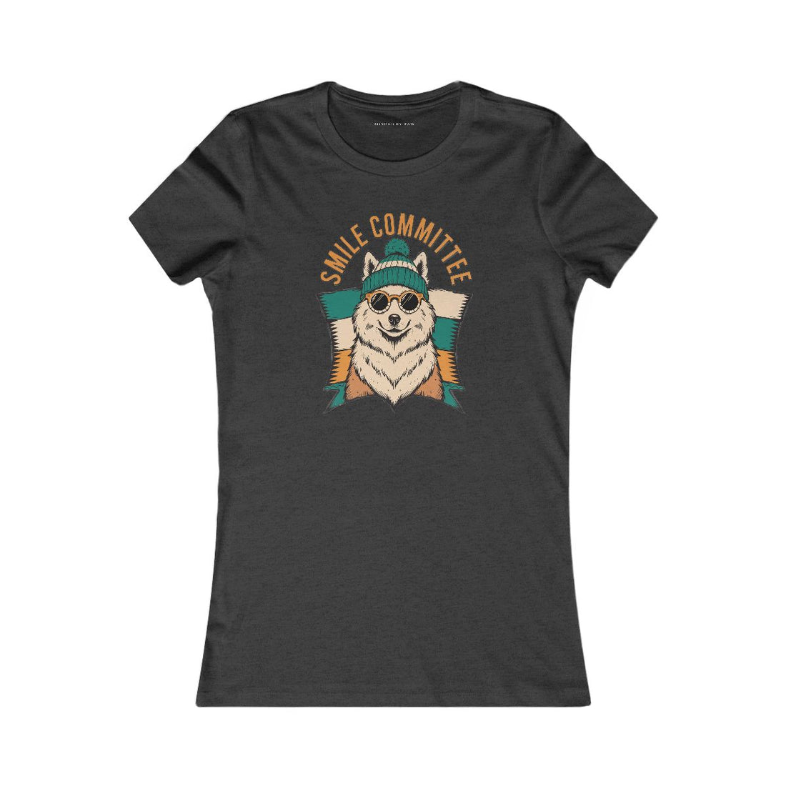 Dark Grey Heather — Front | Samoyed Smile Committee Women's Tee