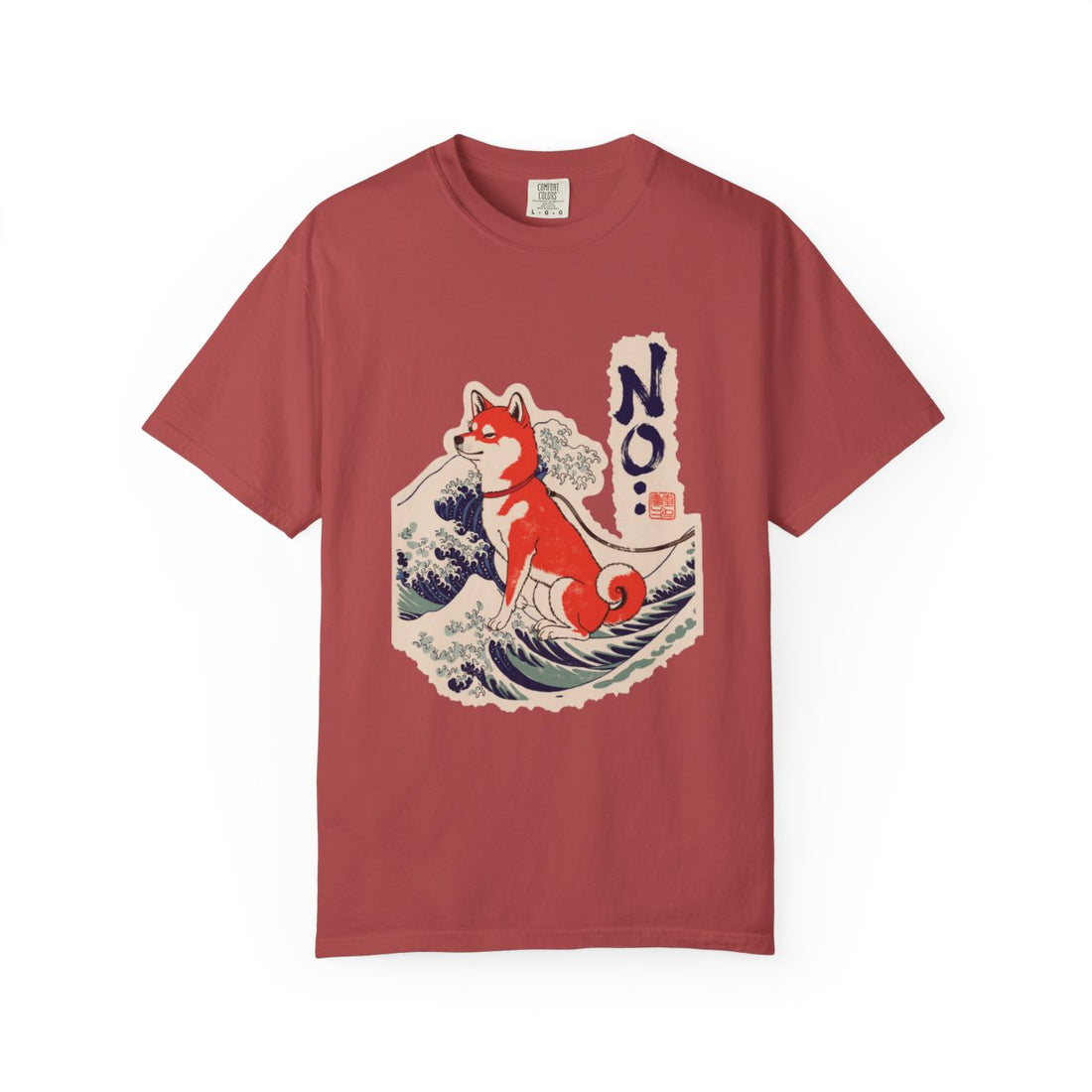 Crimson — Front | Shiba Inu 'No.' Garment-Dyed Tee