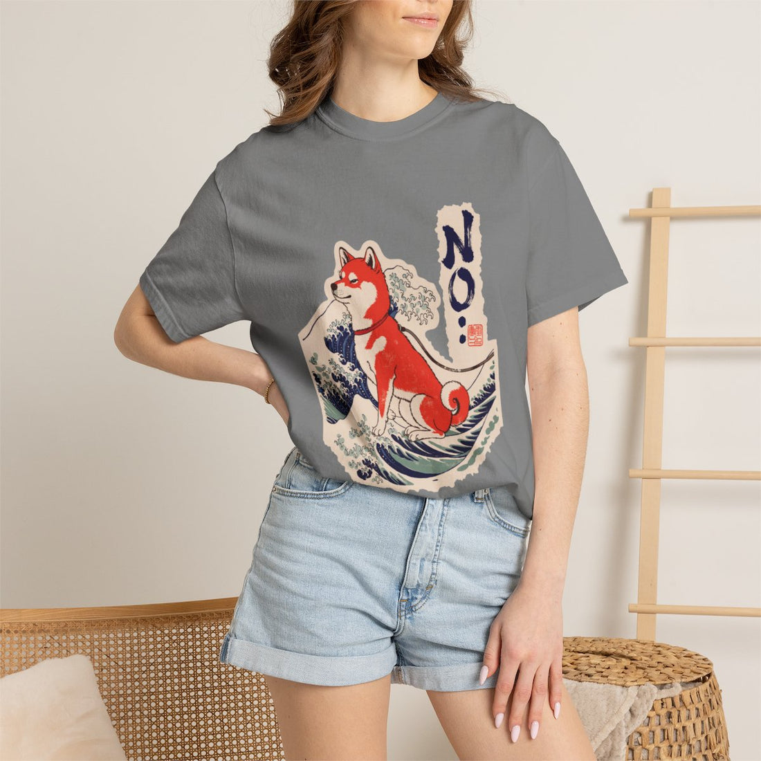 Grey — Lifestyle | Shiba Inu 'No.' Garment-Dyed Tee