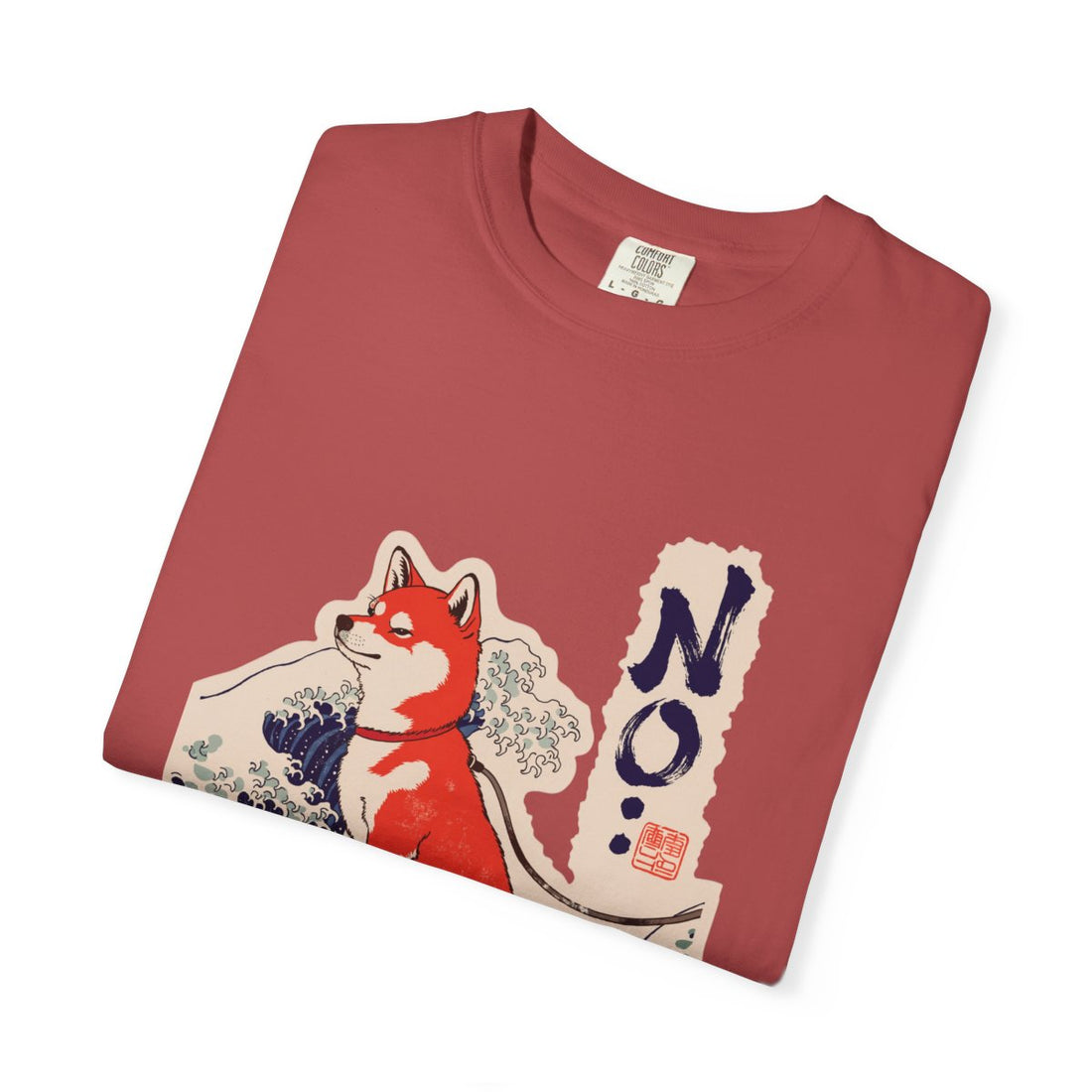 Crimson — Folded | Shiba Inu 'No.' Garment-Dyed Tee