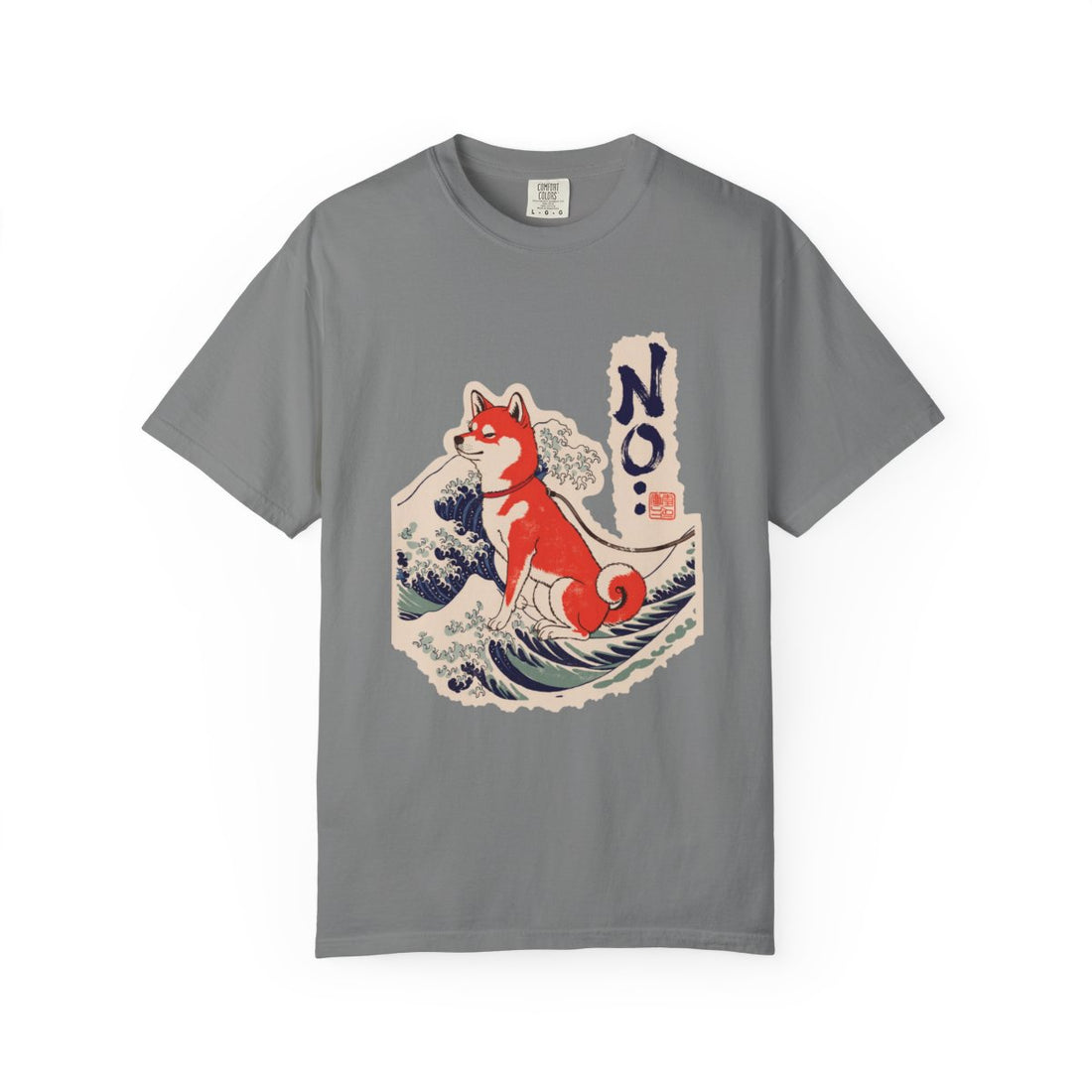 Grey — Front | Shiba Inu 'No.' Garment-Dyed Tee