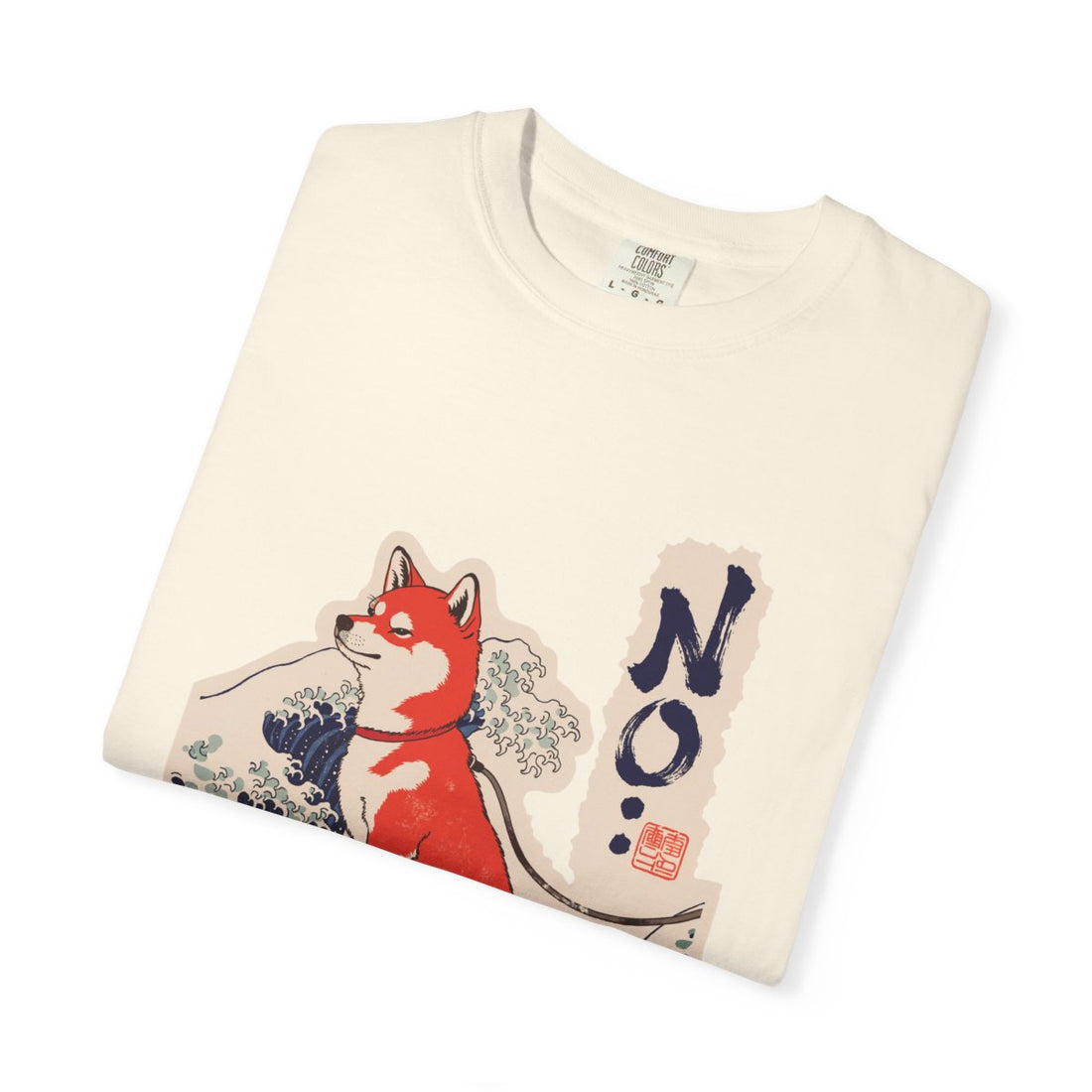 Ivory — Folded | Shiba Inu 'No.' Garment-Dyed Tee