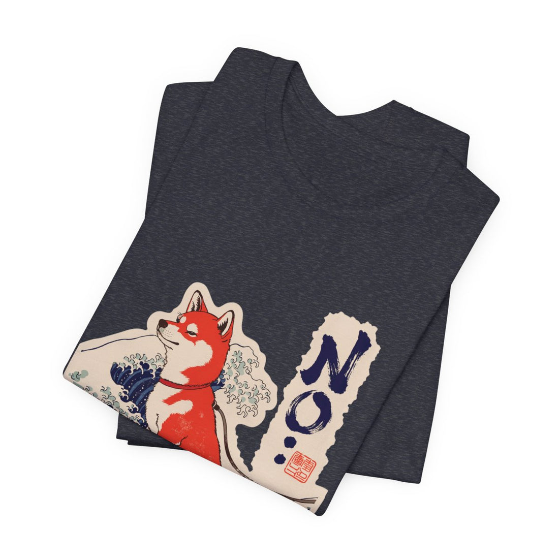 Heather Navy — Folded | Shiba Inu 'No.' Tee