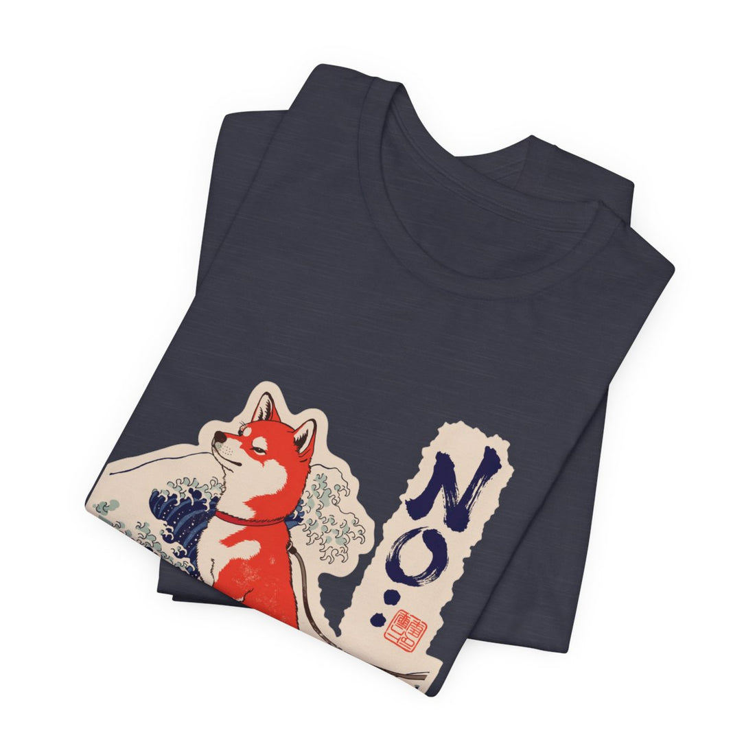 Heather Midnight Navy — Folded | Shiba Inu 'No.' Tee