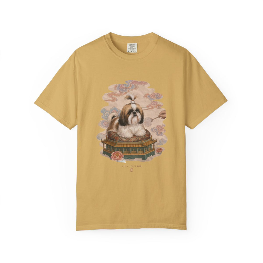 Mustard — Front | Shih Tzu 'Tiny Emperor' Garment-Dyed Tee
