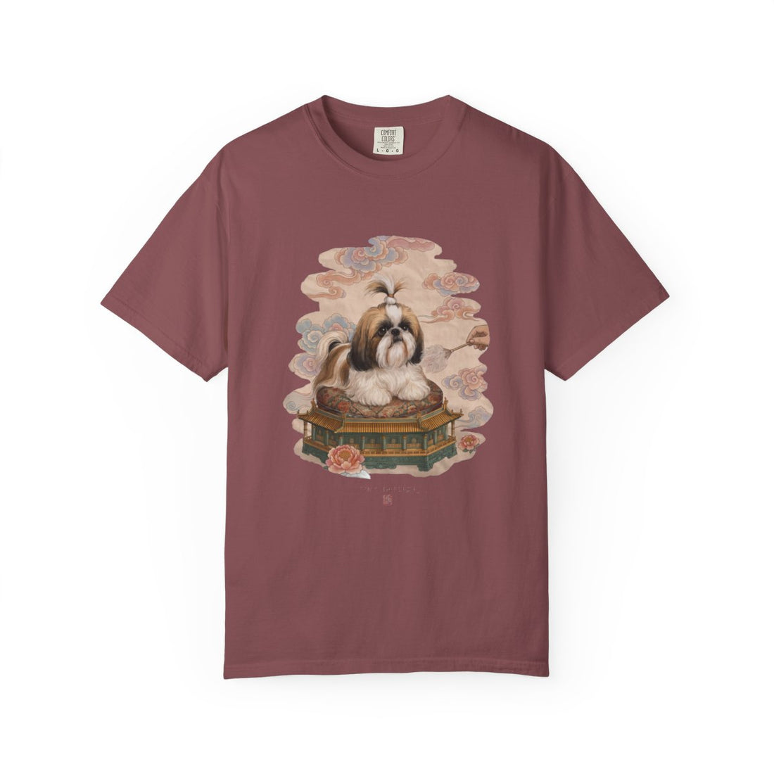 Brick — Front | Shih Tzu 'Tiny Emperor' Garment-Dyed Tee