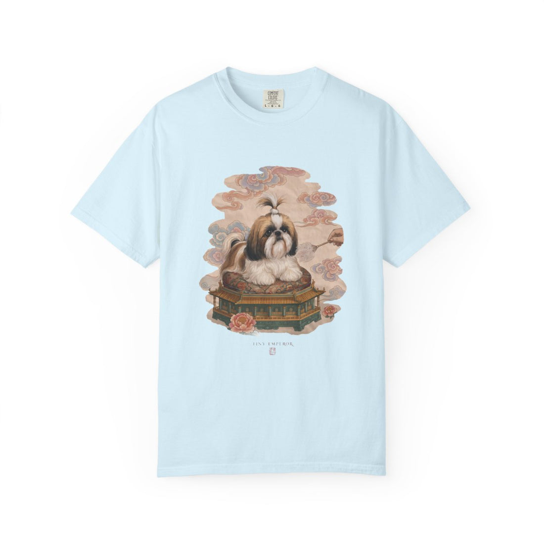 Chambray — Front | Shih Tzu 'Tiny Emperor' Garment-Dyed Tee