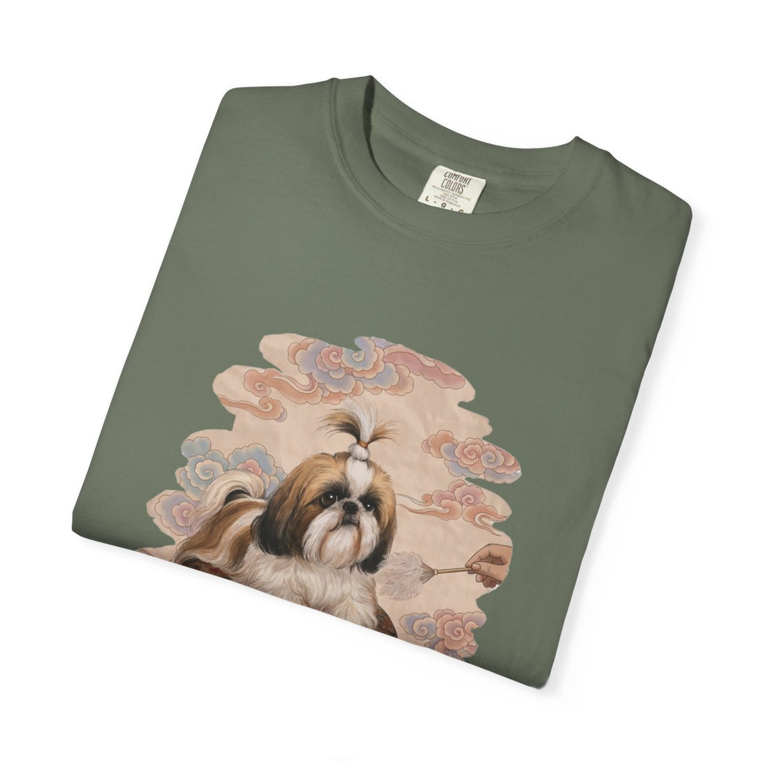 Moss — Folded | Shih Tzu 'Tiny Emperor' Garment-Dyed Tee