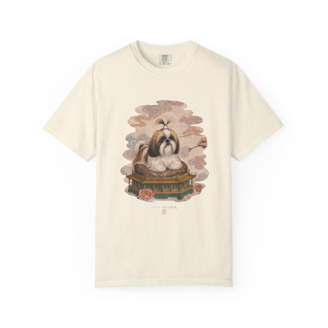 Ivory — Front | Shih Tzu 'Tiny Emperor' Garment-Dyed Tee