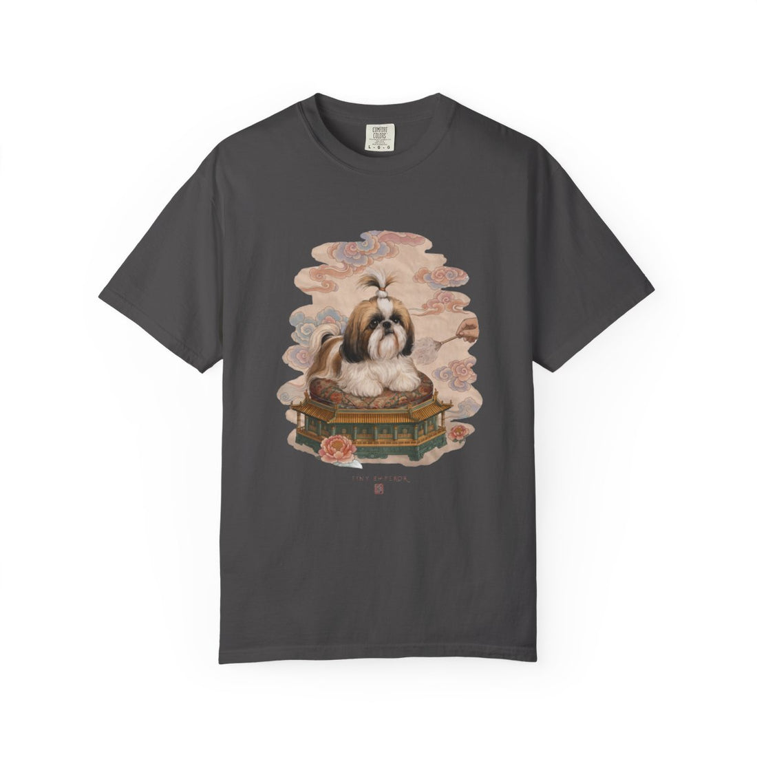 Graphite — Front | Shih Tzu 'Tiny Emperor' Garment-Dyed Tee