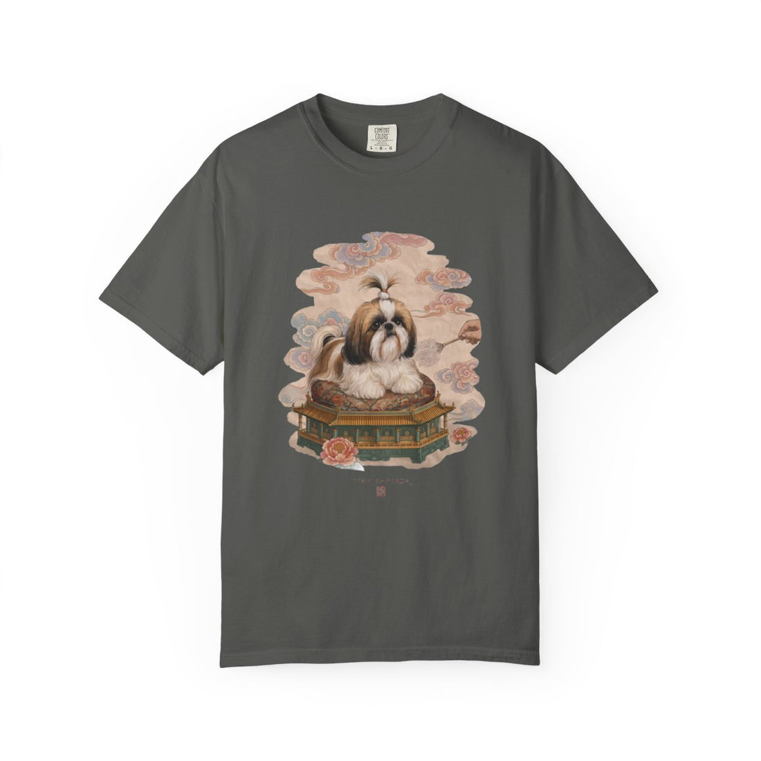 Pepper — Front | Shih Tzu 'Tiny Emperor' Garment-Dyed Tee
