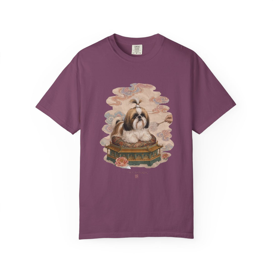 Berry — Front | Shih Tzu 'Tiny Emperor' Garment-Dyed Tee