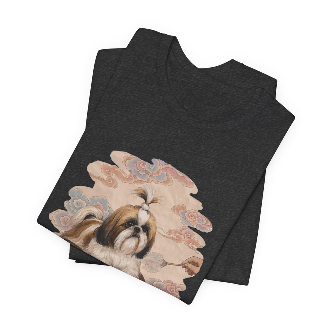 Dark Grey Heather — Folded | Shih Tzu 'Tiny Emperor' Tee